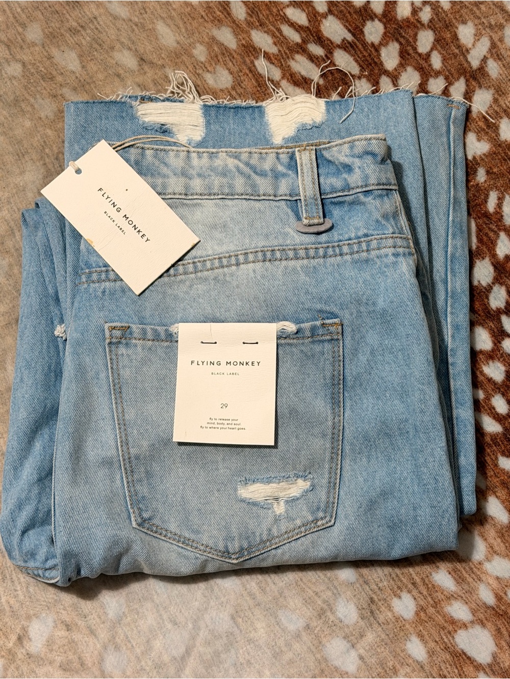 Flying Monkey Women's Light Wash Boyfriend Jeans with Distressed Hem